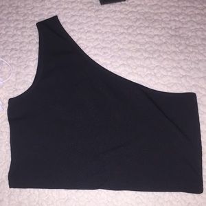 One shoulder black SHEIN Crop top